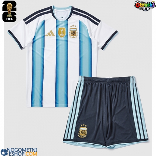 Otroški Nogometni dresi Argentina Domači SP 2026 Kratek Rokav (+ Kratke hlače)